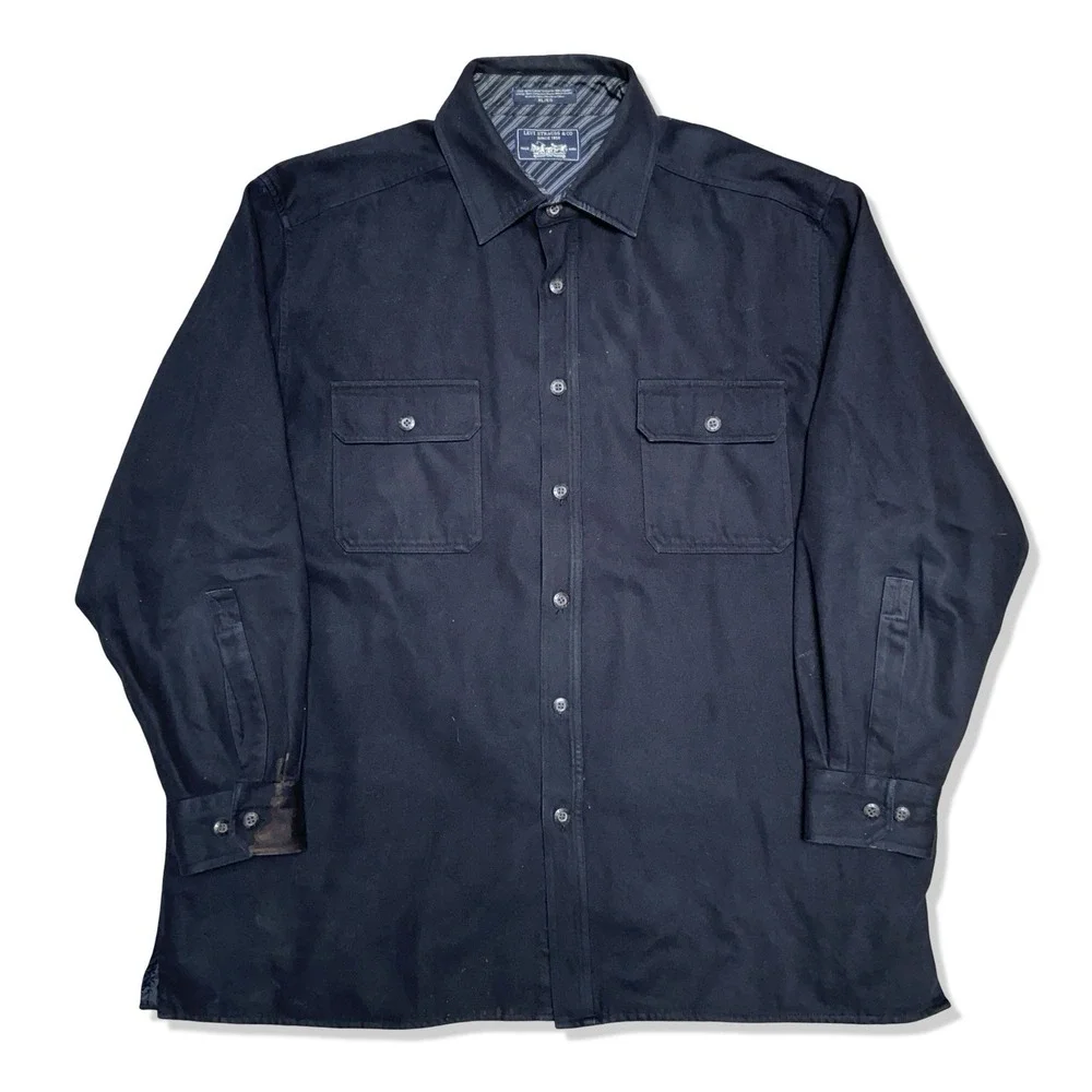 Levi's Heavyweight Work Shirt Mens XL Black Strauss & Co Long Sleeve Button Up